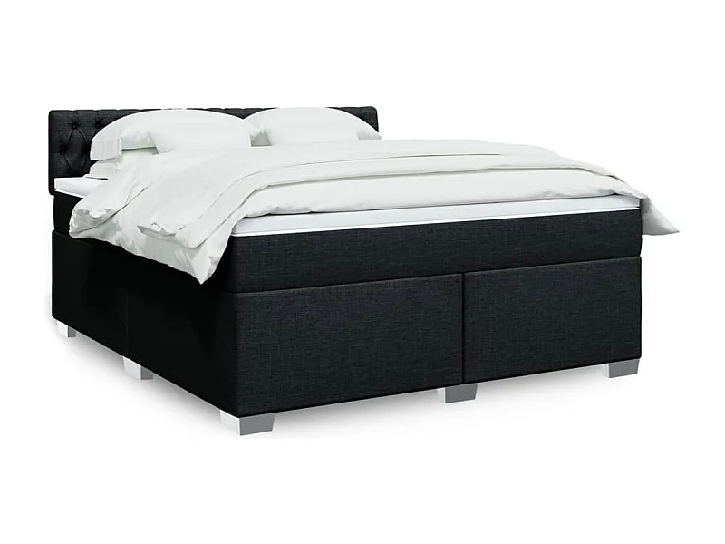 Cama box spring con colchón tela negro 180x200 cm