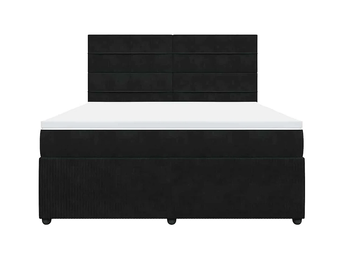 Sommier à lattes de lit avec matelas Noir 180x200 cm Velours