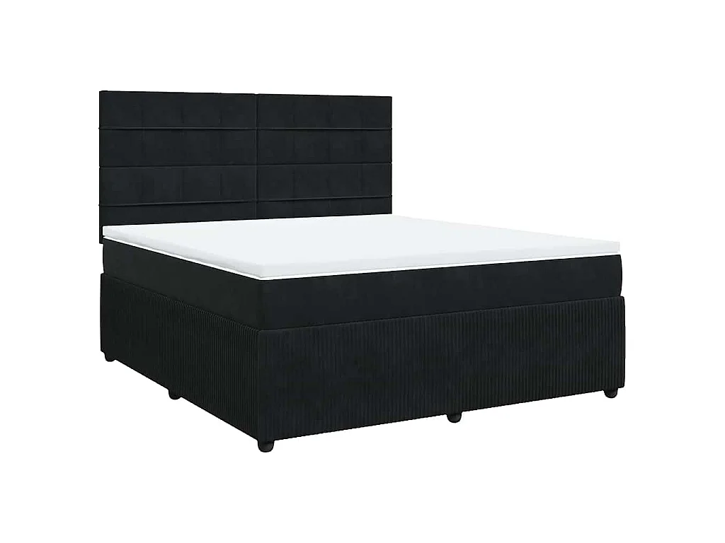 Boxspringbett mit Matratze Schwarz 180x200 cm Samt