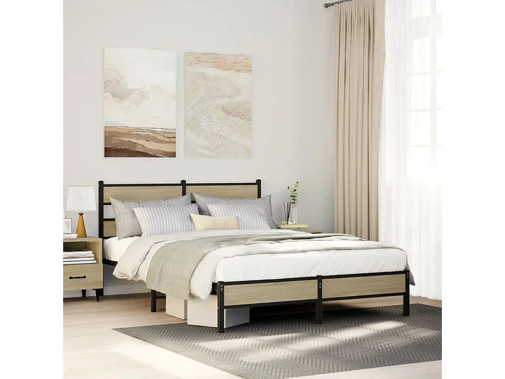 Cadre de lit sans matelas chêne sonoma 140x190 cm
