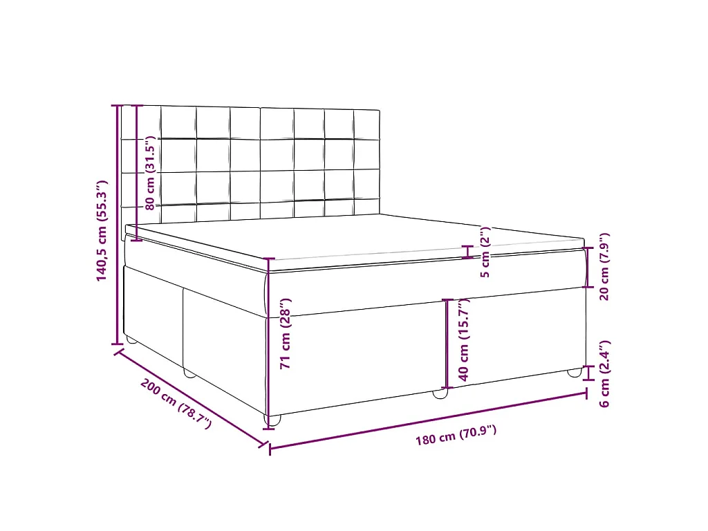 Boxspringbett mit Matratze Creme 180x200 cm Stoff