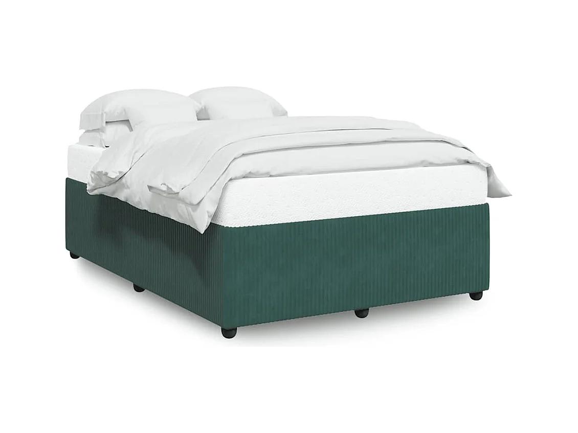 Cadre de lit sans matelas vert foncé 140x190 cm velours