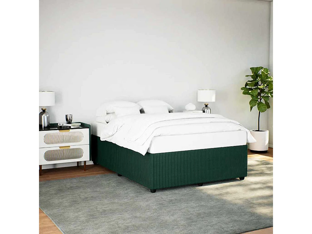 Cadre de lit sans matelas vert foncé 140x190 cm velours