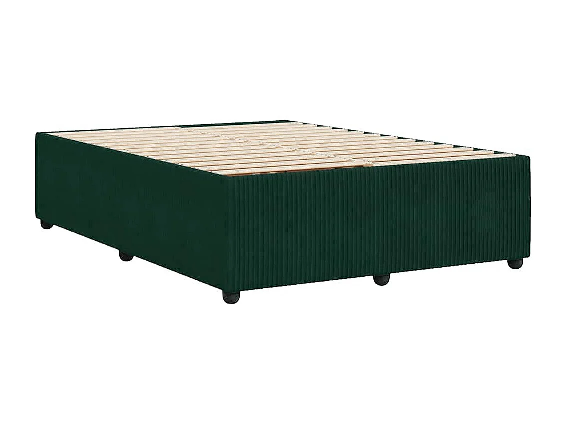 Cadre de lit sans matelas vert foncé 140x190 cm velours