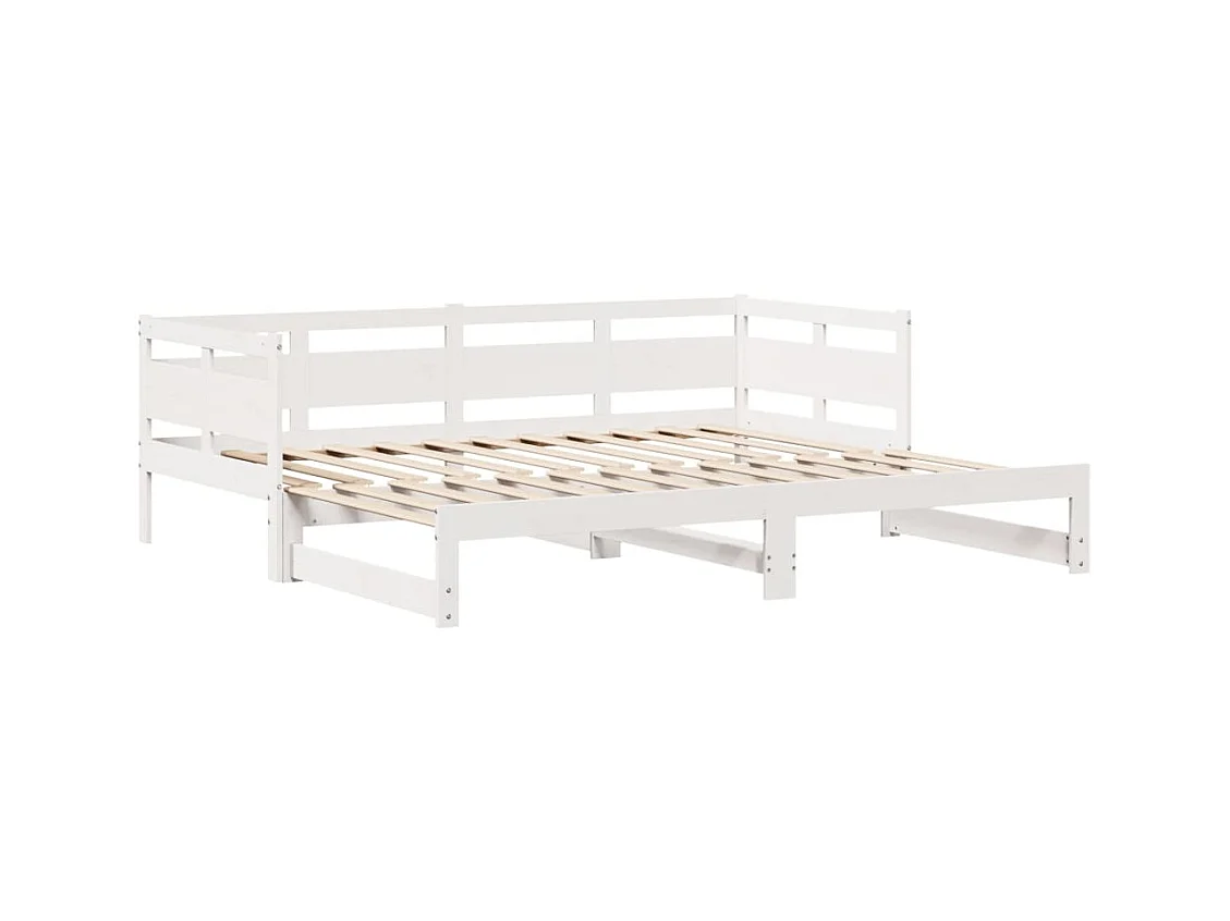 Lit de jour avec gigogne et tiroirs sans matelas blanc 90x190cm