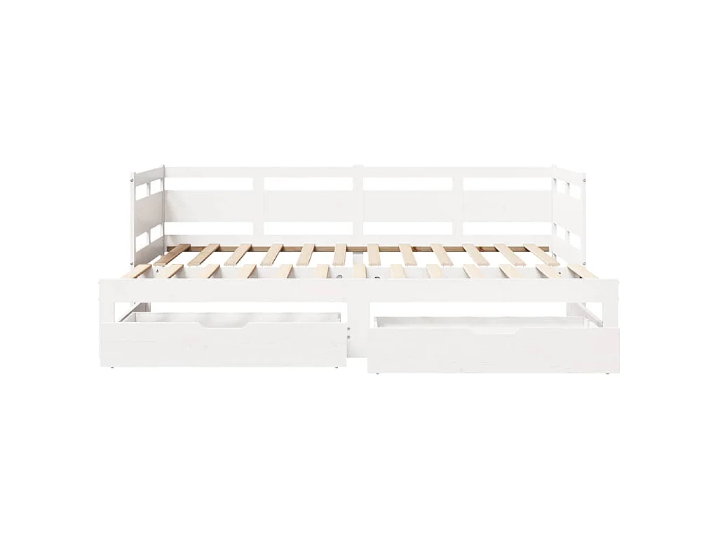Slaapbank met onderschuifbed/lades zonder matras 90x190 cm wit