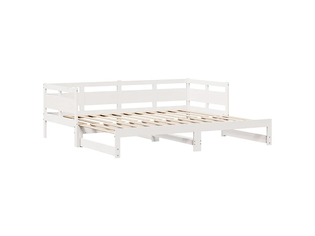 Slaapbank met onderschuifbed/lades zonder matras 90x190 cm wit