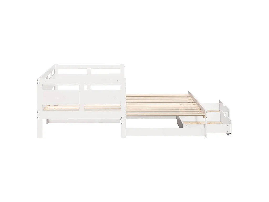 Slaapbank met onderschuifbed/lades zonder matras 90x190 cm wit