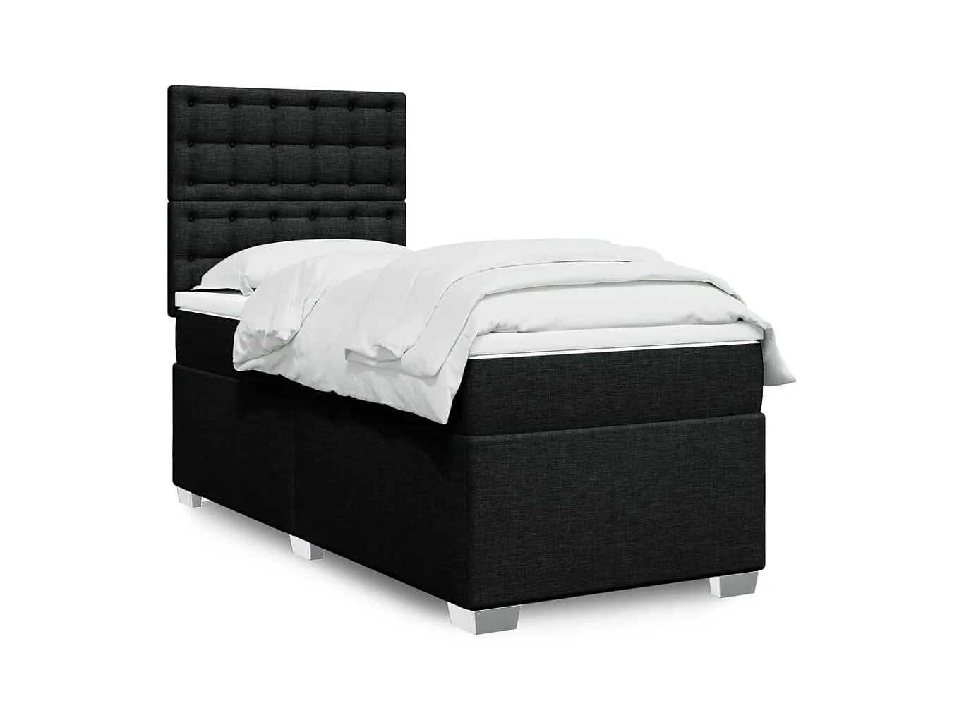 Boxspringbett mit Matratze Schwarz 90x200 cm Stoff