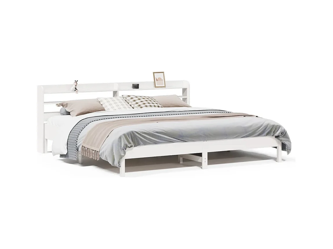 Cadre de lit sans matelas blanc 180x200 cm bois massif de pin