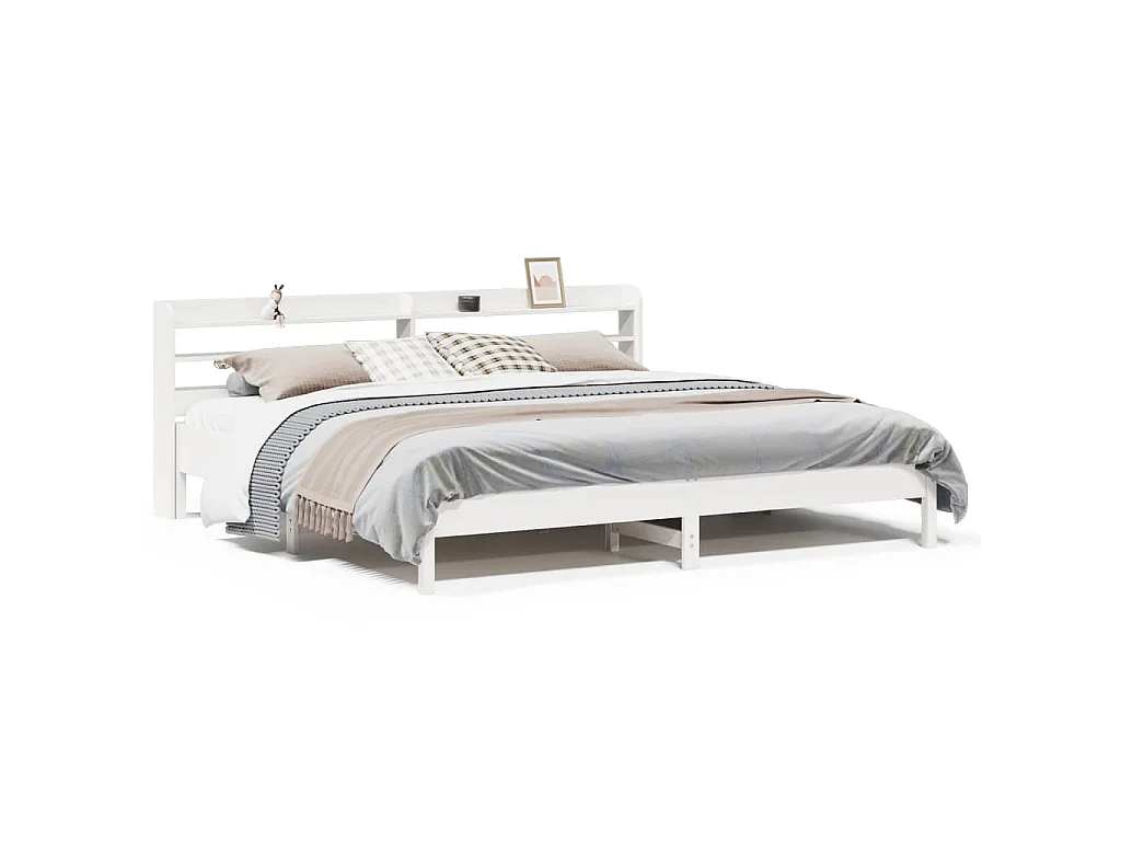 Bedframe zonder matras massief grenenhout wit 180x200 cm