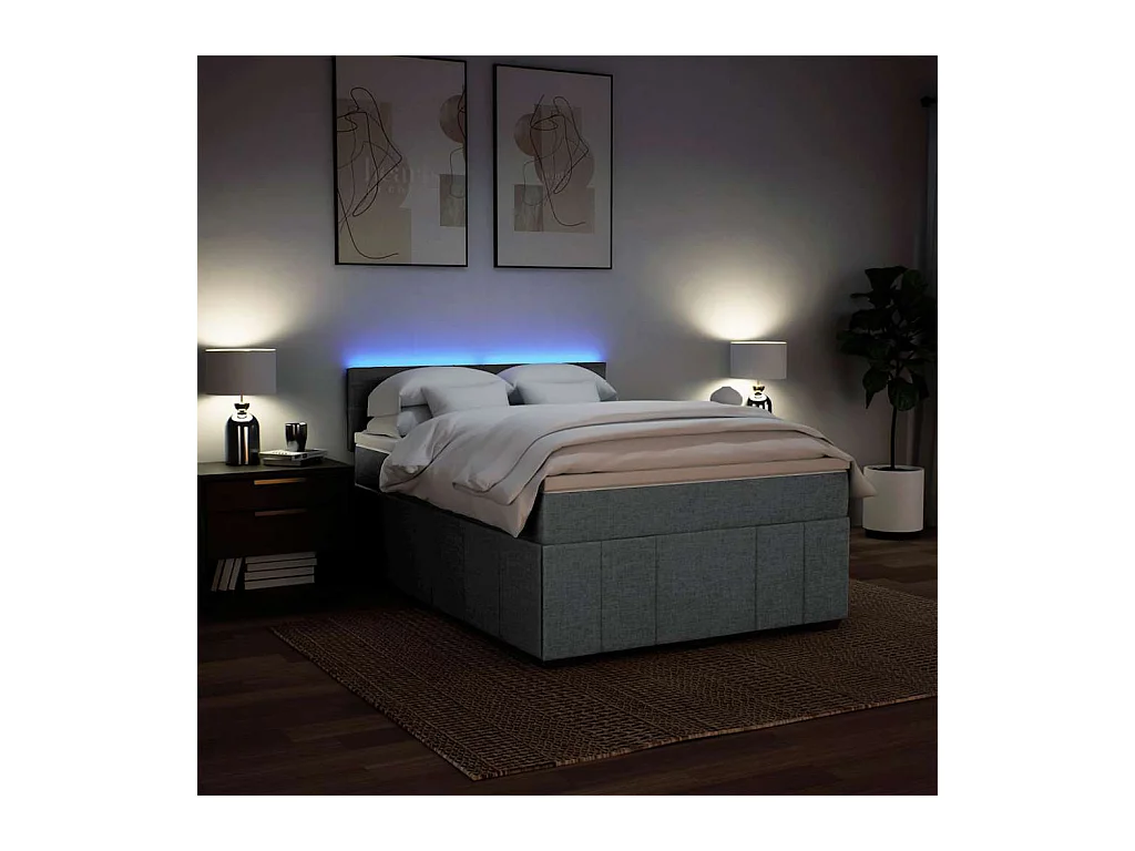 Boxspring met matras stof lichtgrijs 140x200 cm