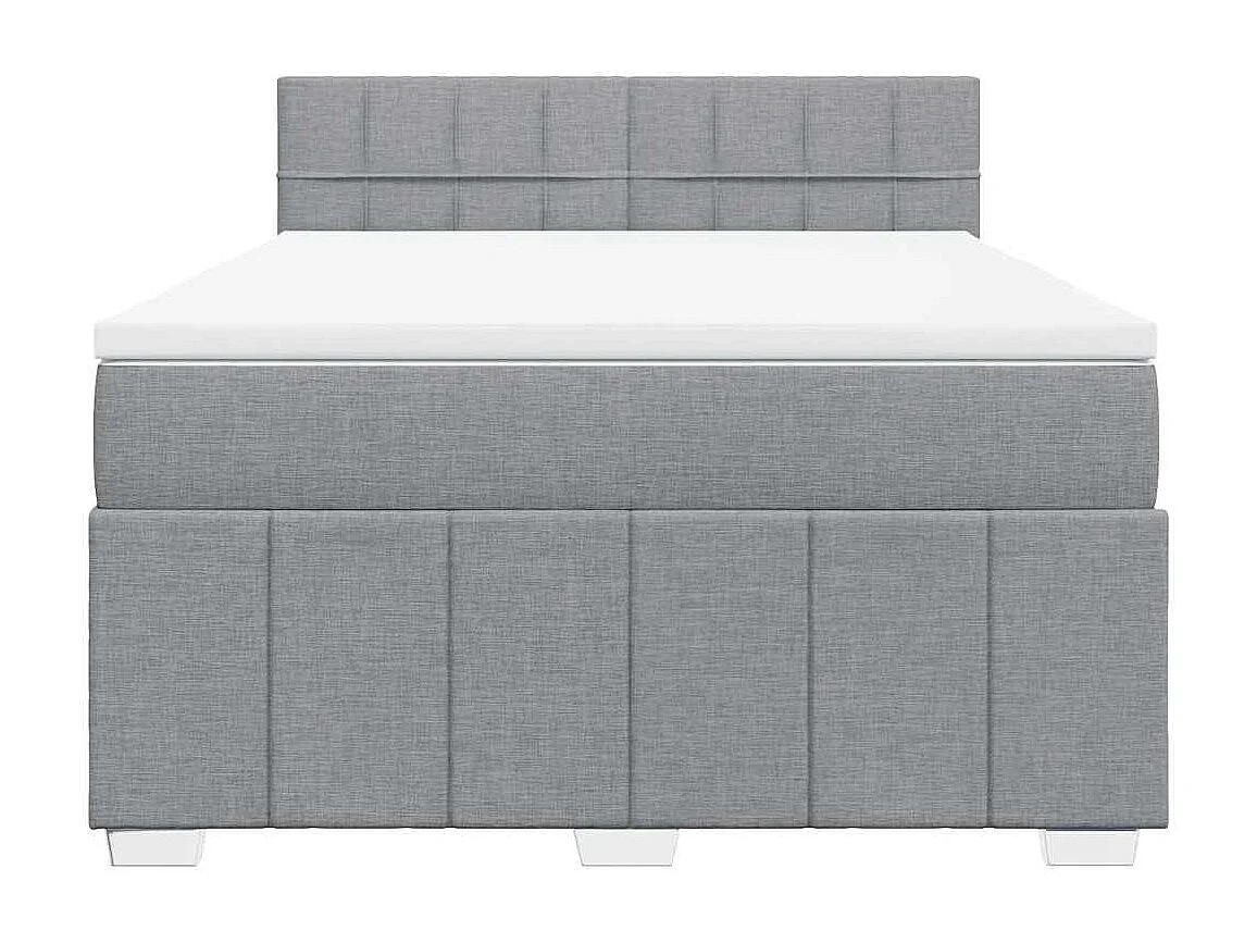 Boxspring met matras stof lichtgrijs 140x200 cm