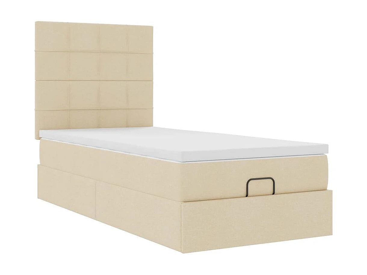 Bed poef met matras en LED's 90x200 cm stof crèmekleurig