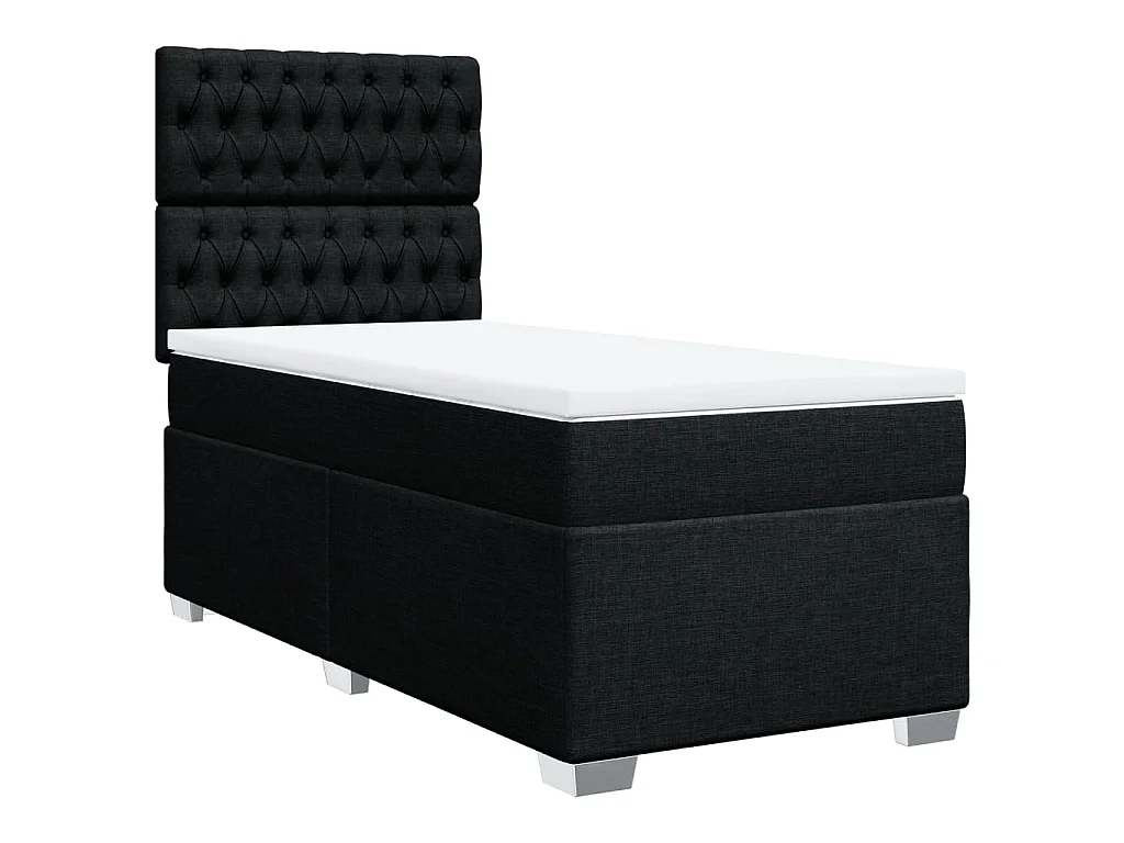 Sommier à lattes de lit avec matelas Noir 90x200 cm Tissu
