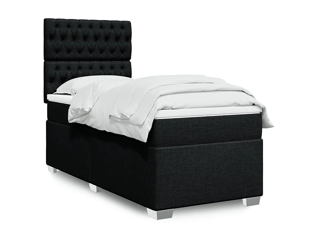 Sommier à lattes de lit avec matelas Noir 90x200 cm Tissu