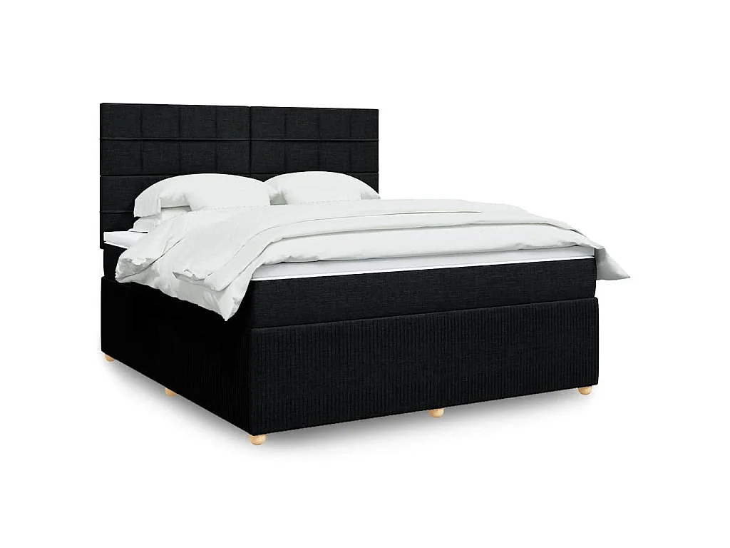Giroletto a Molle con Materasso Nero 180x200 cm in Tessuto