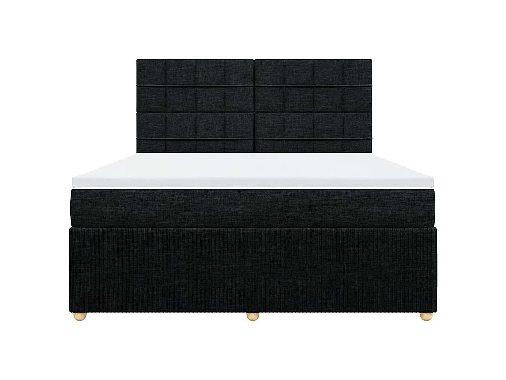 Sommier à lattes de lit avec matelas Noir 180x200 cm Tissu