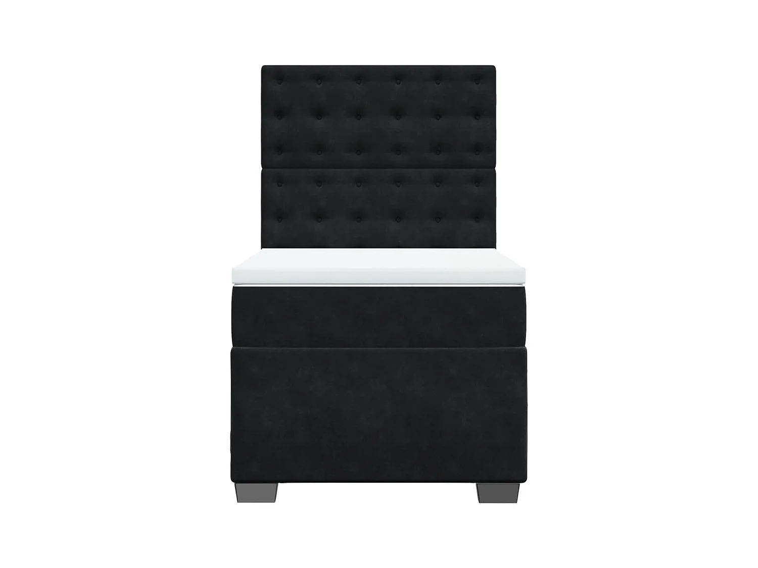 Cama box spring con colchón terciopelo negro 90x200 cm