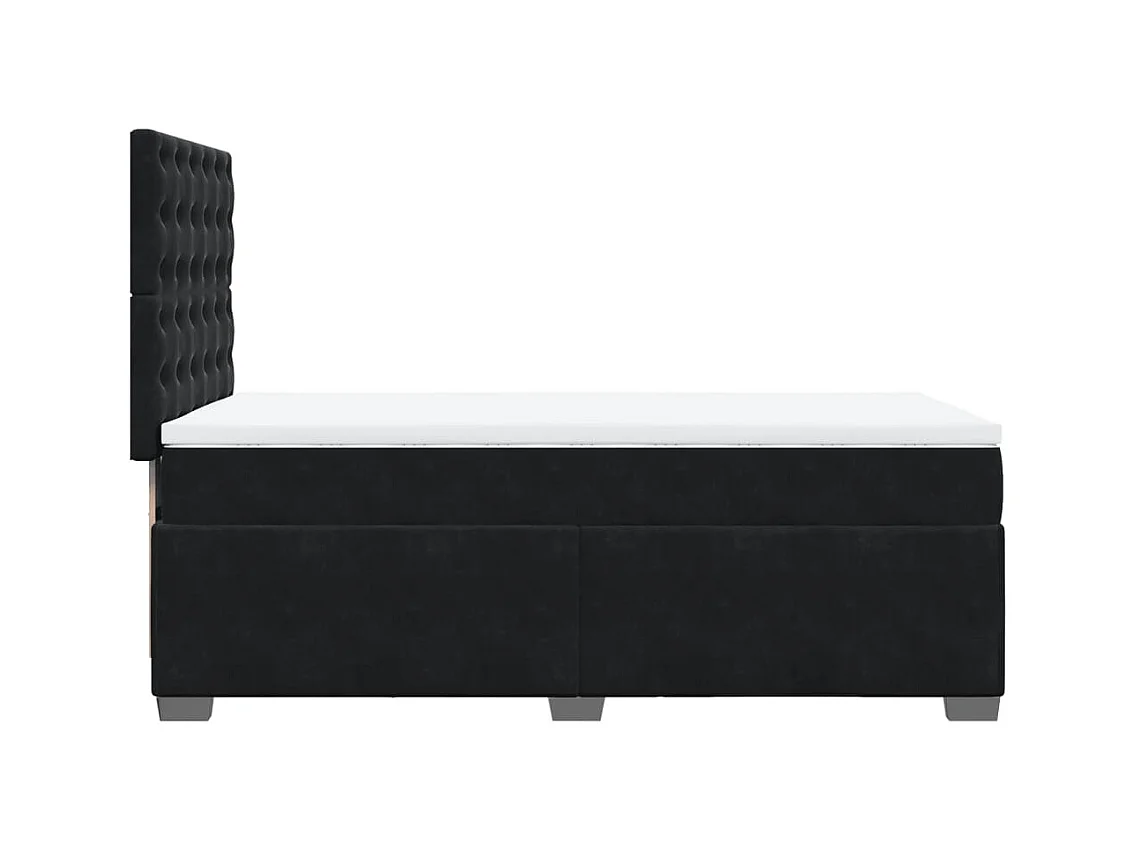 Cama box spring con colchón terciopelo negro 90x200 cm