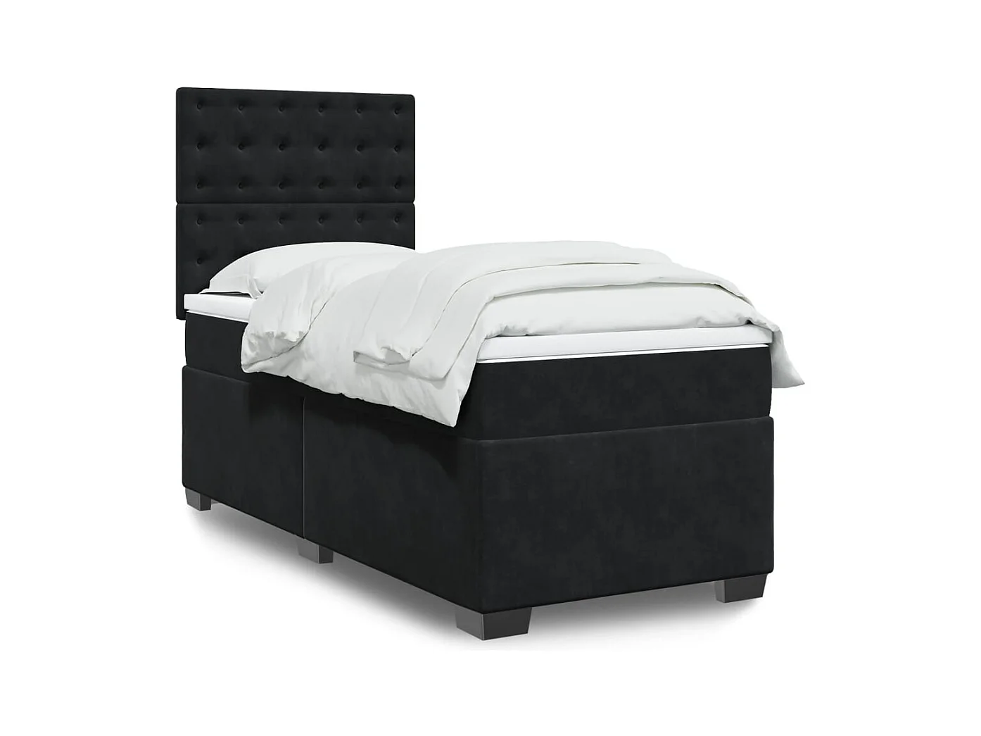 Boxspringbett mit Matratze Schwarz 90x200 cm Samt