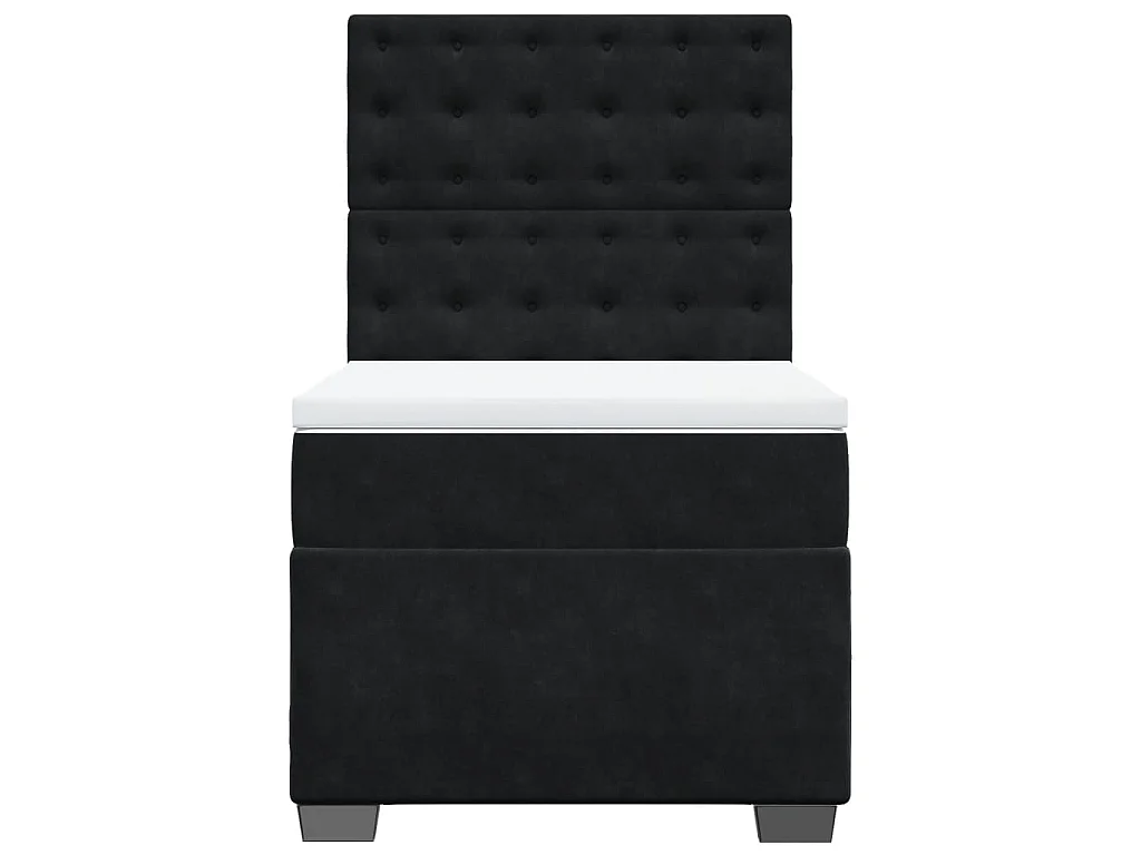 Sommier à lattes de lit avec matelas Noir 90x200 cm Velours