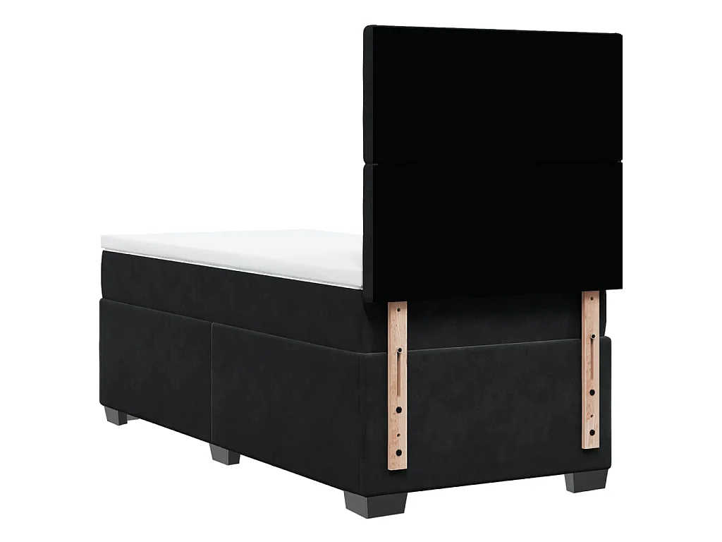 Sommier à lattes de lit avec matelas Noir 90x200 cm Velours