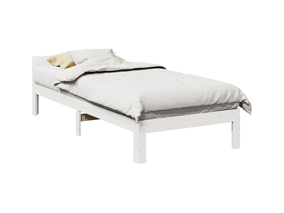Cadre de lit sans matelas blanc 90x200 cm bois de pin massif