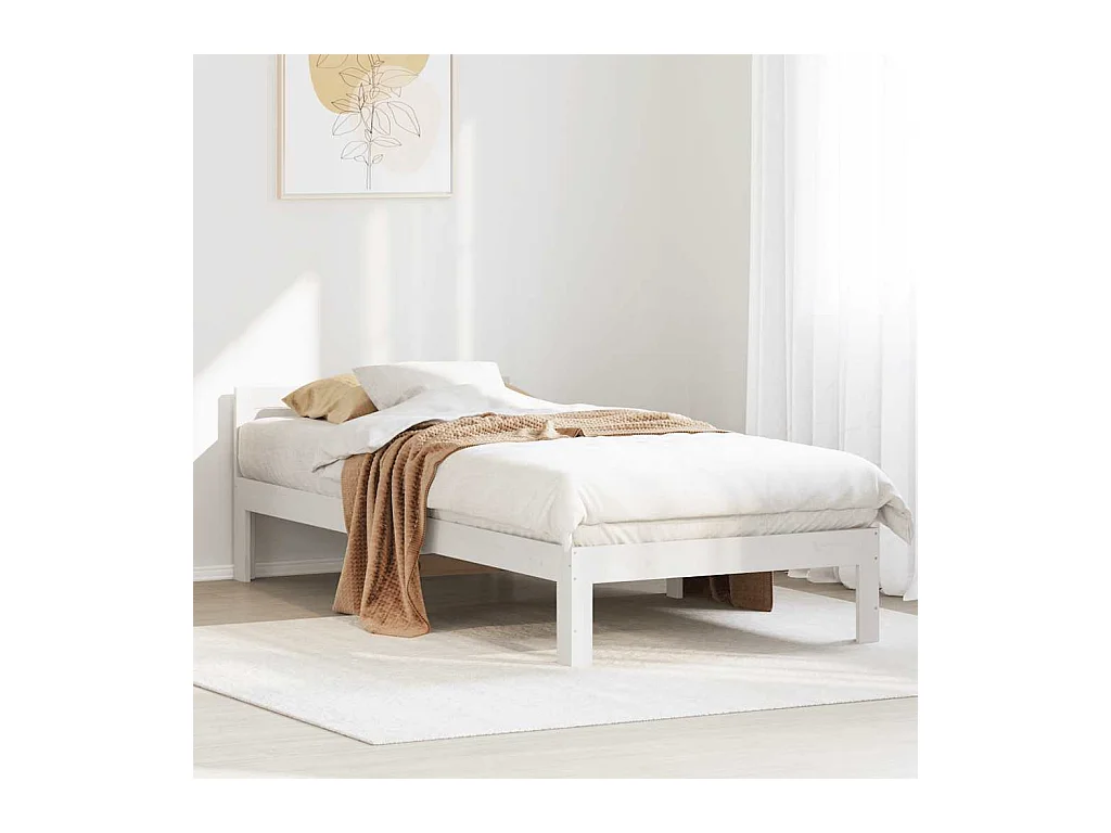 Cadre de lit sans matelas blanc 90x200 cm bois de pin massif