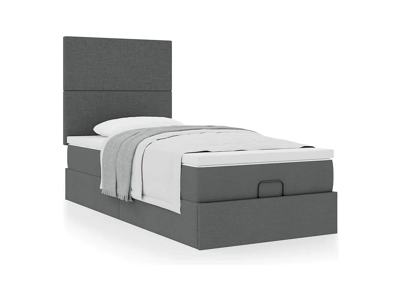 Ottoman-Bett mit Matratze Dunkelgrau 90x190 cm Stoff