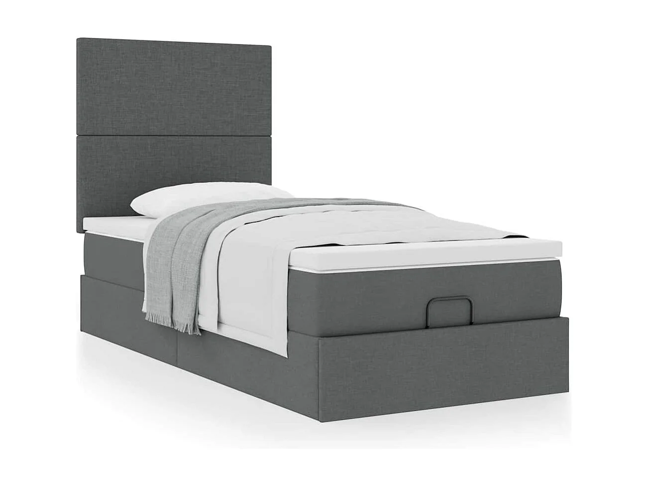 Cadre de lit ottoman avec matelas gris foncé 90x190 cm tissu