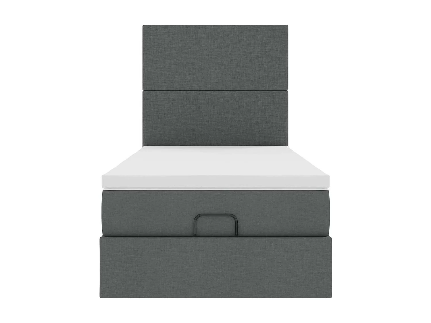 Cadre de lit ottoman avec matelas gris foncé 90x190 cm tissu