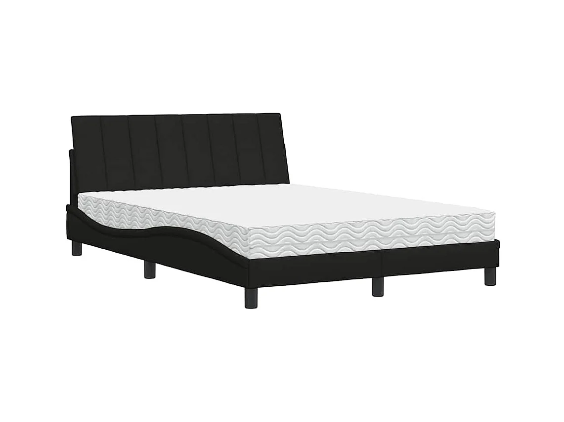 Lit avec matelas Hanko noir 140x190 cm tissu