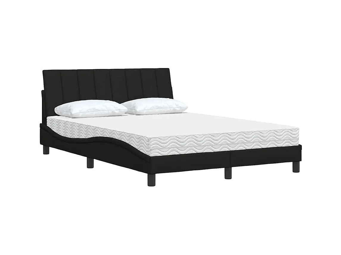 Lit avec matelas Hanko noir 140x190 cm tissu