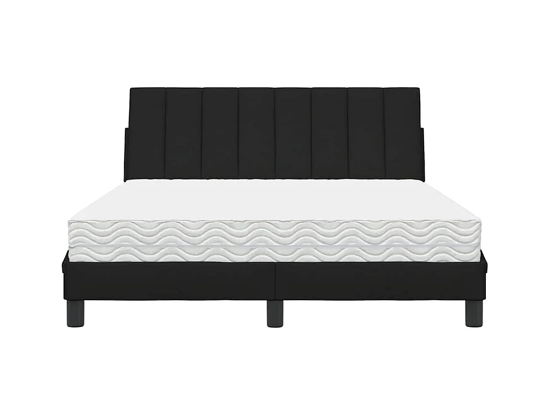 Lit avec matelas Hanko noir 140x190 cm tissu