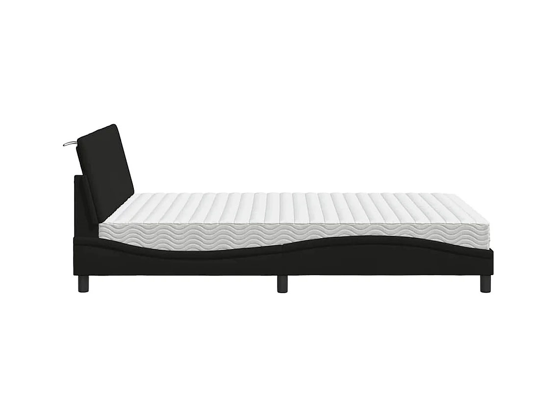 Lit avec matelas Hanko noir 140x190 cm tissu