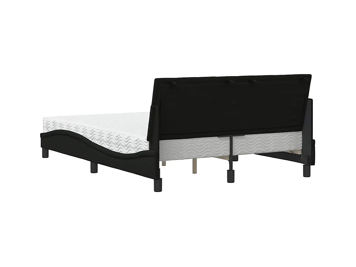 Lit avec matelas Hanko noir 140x190 cm tissu