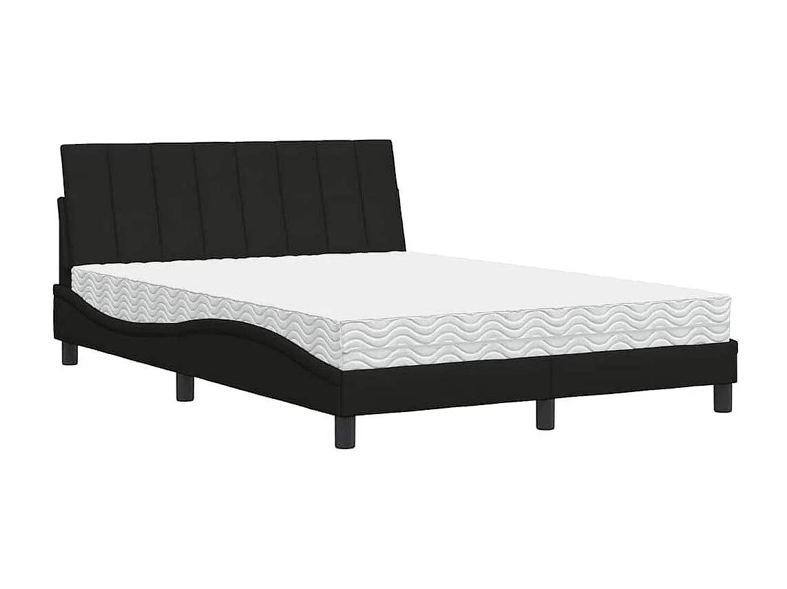 Bett mit Matratze "Hanko" Schwarz 140x190 cm Stoff