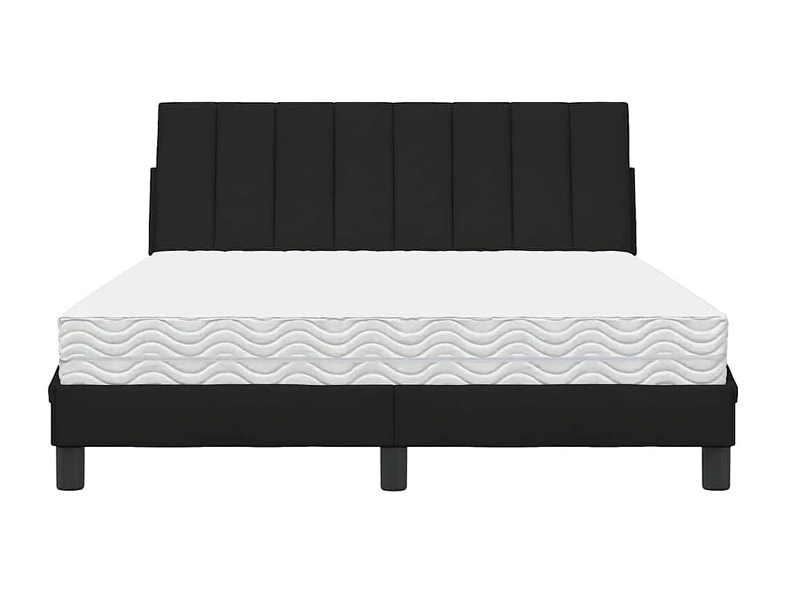 Bett mit Matratze "Hanko" Schwarz 140x190 cm Stoff