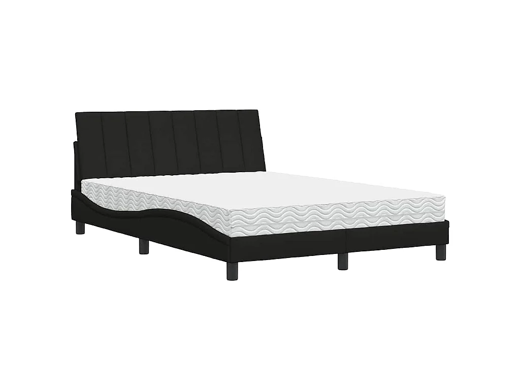 Lit avec matelas Hanko noir 140x190 cm tissu