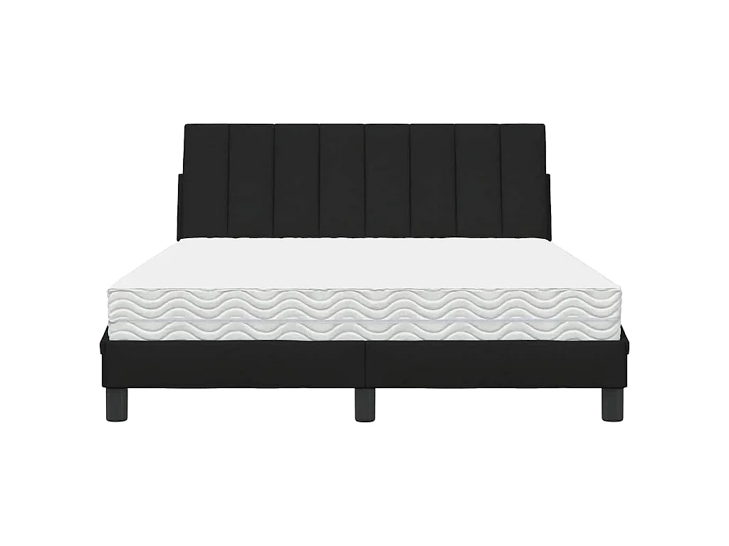 Lit avec matelas Hanko noir 140x190 cm tissu
