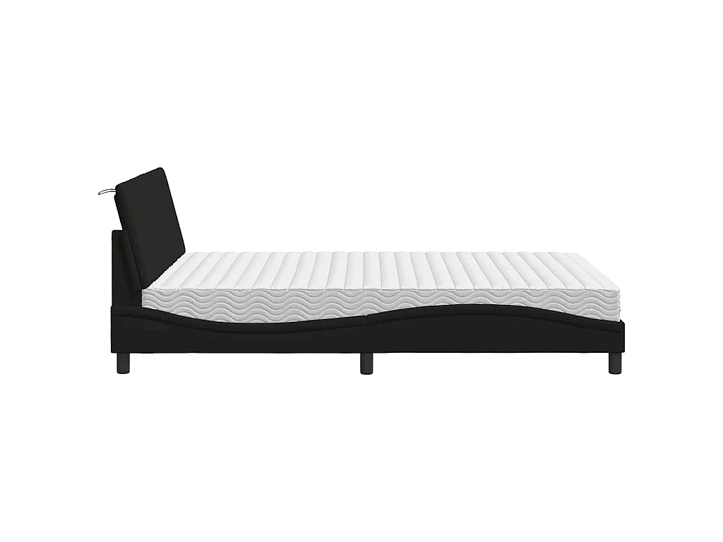 Lit avec matelas Hanko noir 140x190 cm tissu