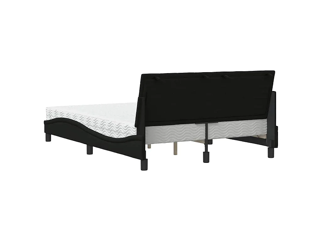 Lit avec matelas Hanko noir 140x190 cm tissu