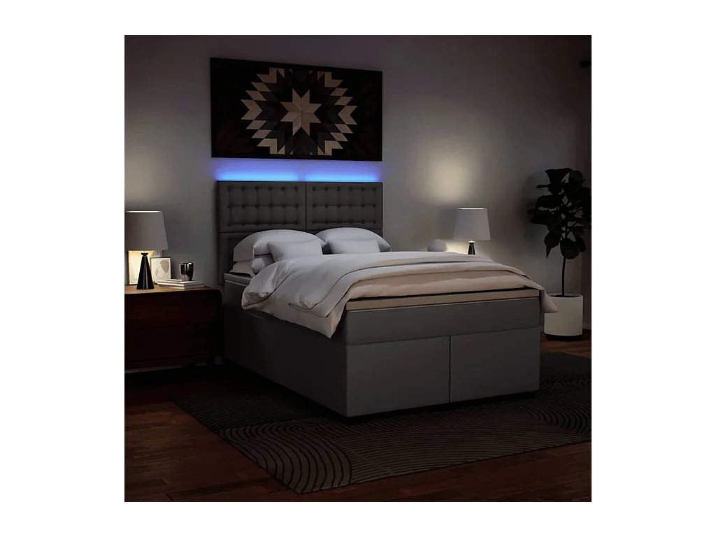 Sommier à lattes de lit avec matelas Gris 140x190 cm Similicuir