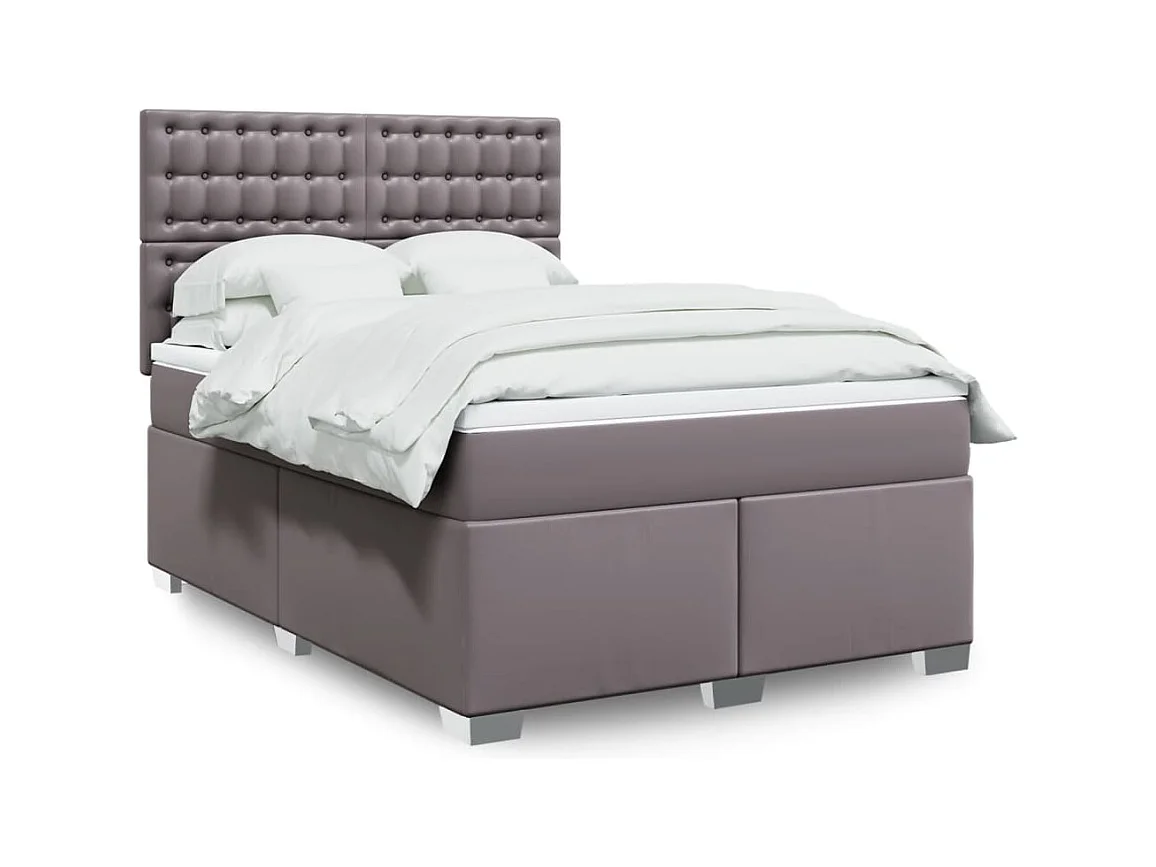 Sommier à lattes de lit avec matelas Gris 140x190 cm Similicuir