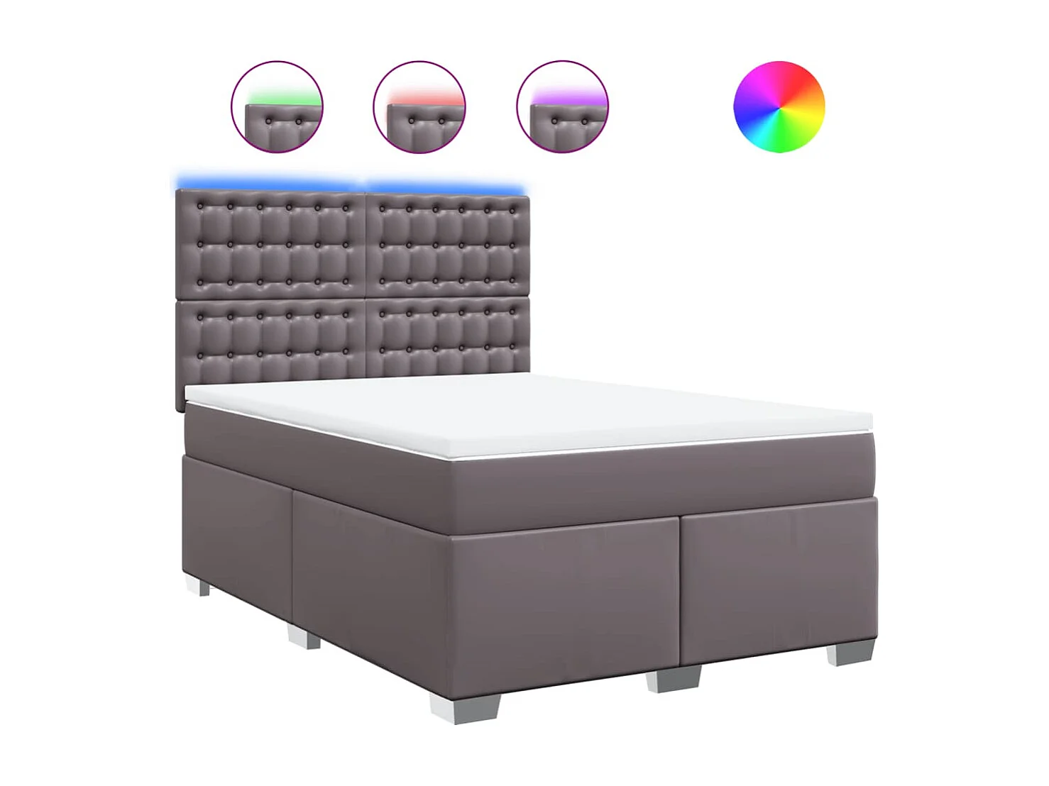 Boxspringbett mit Matratze Grau 140x190 cm Kunstleder