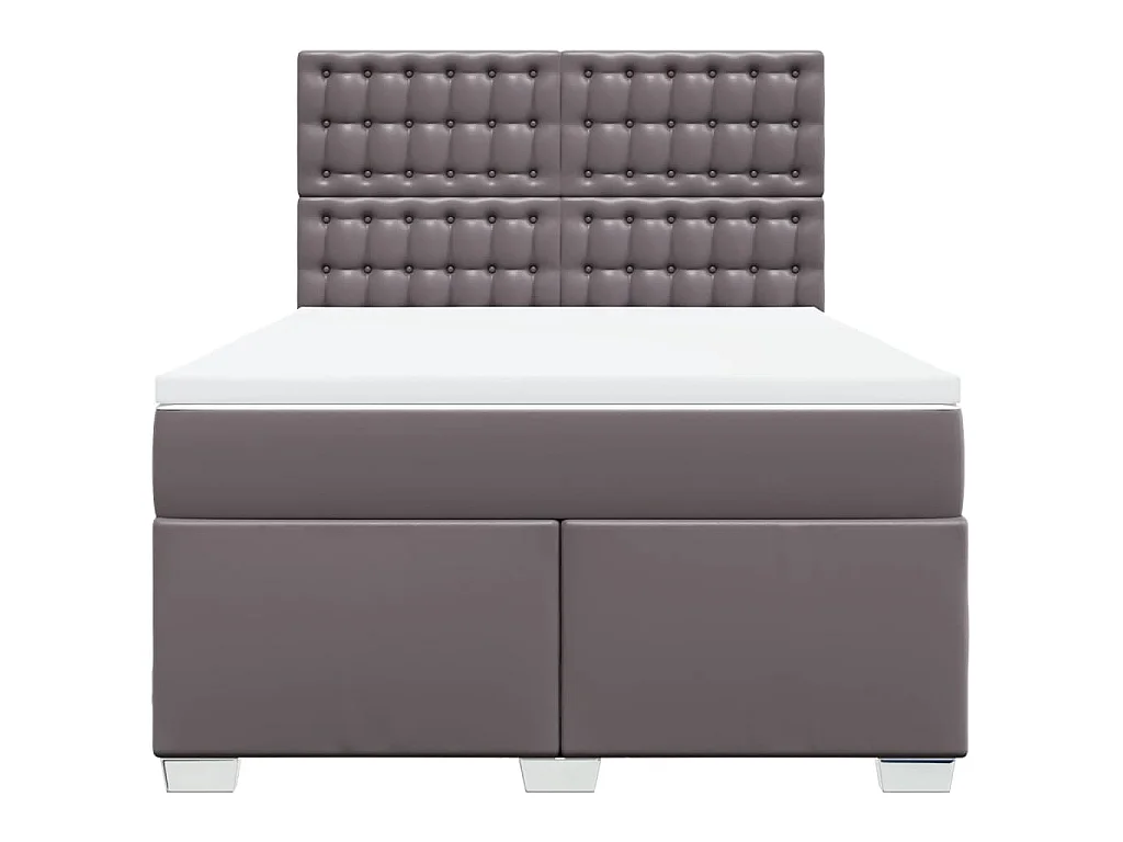 Cama com molas/colchão 140x190 cm couro artificial cinzento