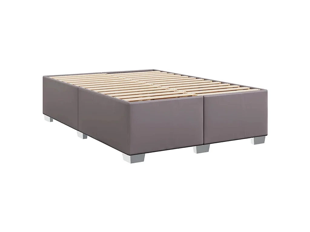 Cama com molas/colchão 140x190 cm couro artificial cinzento
