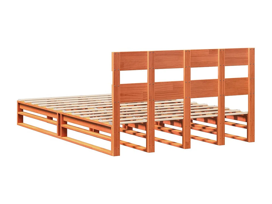 Cadre de lit sans matelas cire marron 140x200cm bois pin massif