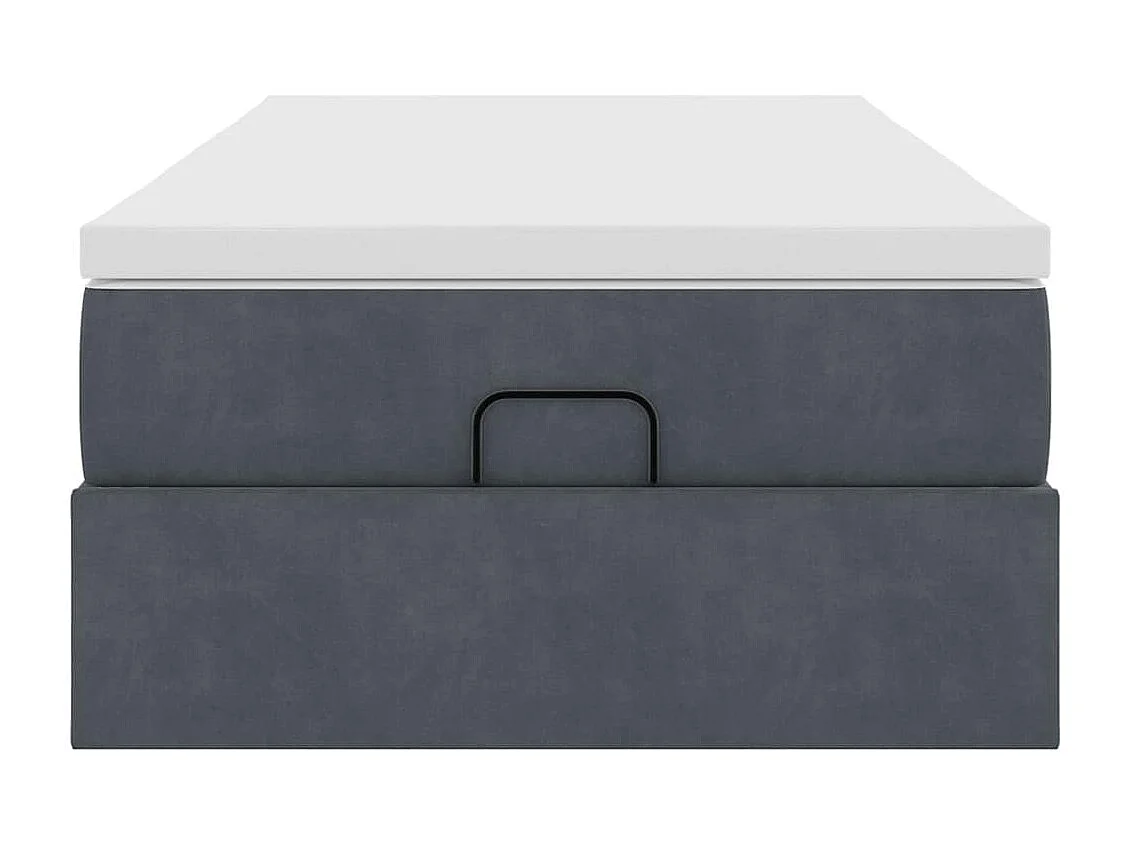 Ottoman bed met matras 90x200cm fluweel donkergrijs